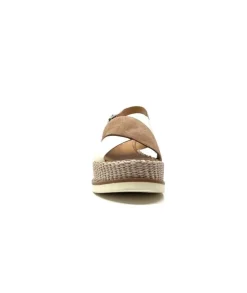Ivoire0551 Ivoire 2153 Daim Marron Cuir Creme*Femme Plateformes