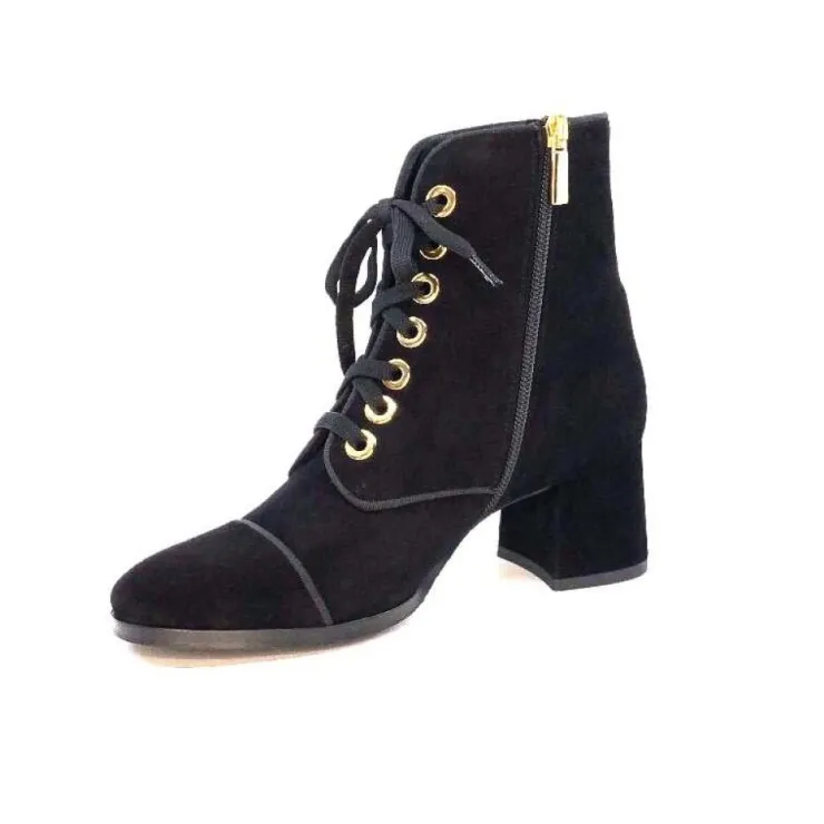 Ivoire-0260a Ivoire 670 Daim Noir*Femme Bottines