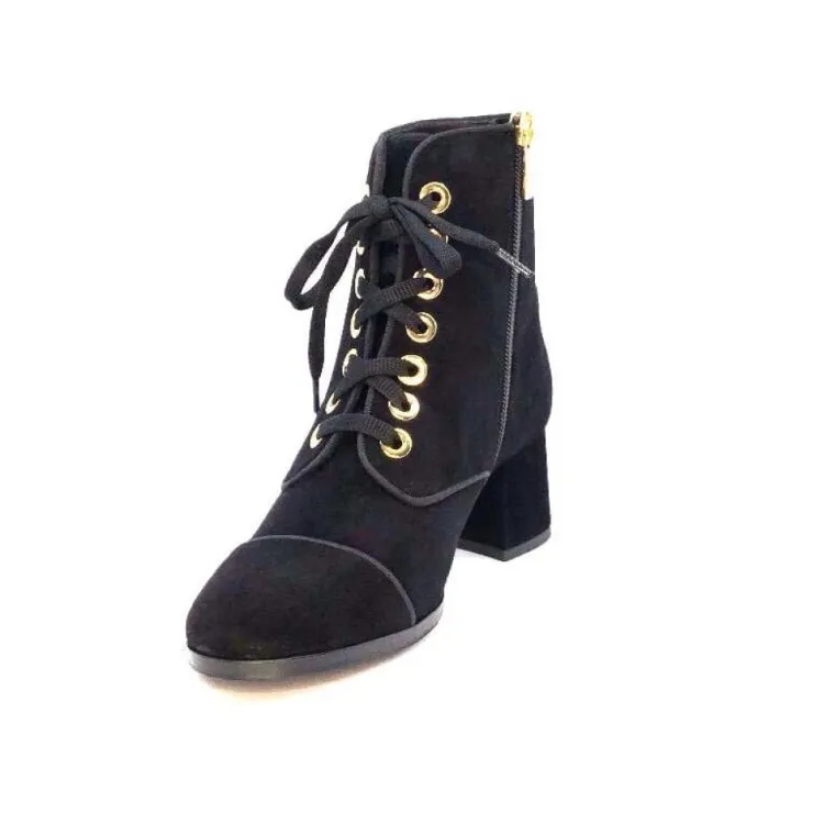 Ivoire-0260a Ivoire 670 Daim Noir*Femme Bottines