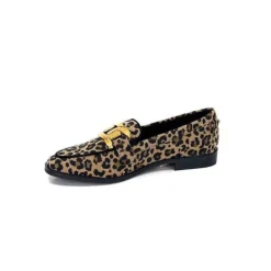 Ivoire0317a Ivoire 2200127-1225 Daim Taupe Imprime Leo*Femme Mocassins