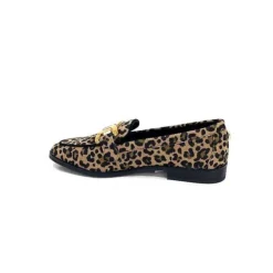 Ivoire0317a Ivoire 2200127-1225 Daim Taupe Imprime Leo*Femme Mocassins