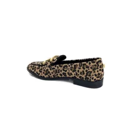 Ivoire0317a Ivoire 2200127-1225 Daim Taupe Imprime Leo*Femme Mocassins