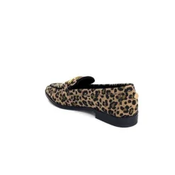 Ivoire0317a Ivoire 2200127-1225 Daim Taupe Imprime Leo*Femme Mocassins