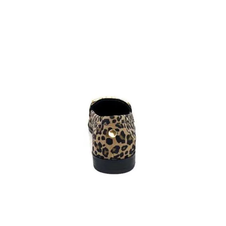 Ivoire0317a Ivoire 2200127-1225 Daim Taupe Imprime Leo*Femme Mocassins