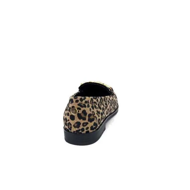 Ivoire0317a Ivoire 2200127-1225 Daim Taupe Imprime Leo*Femme Mocassins