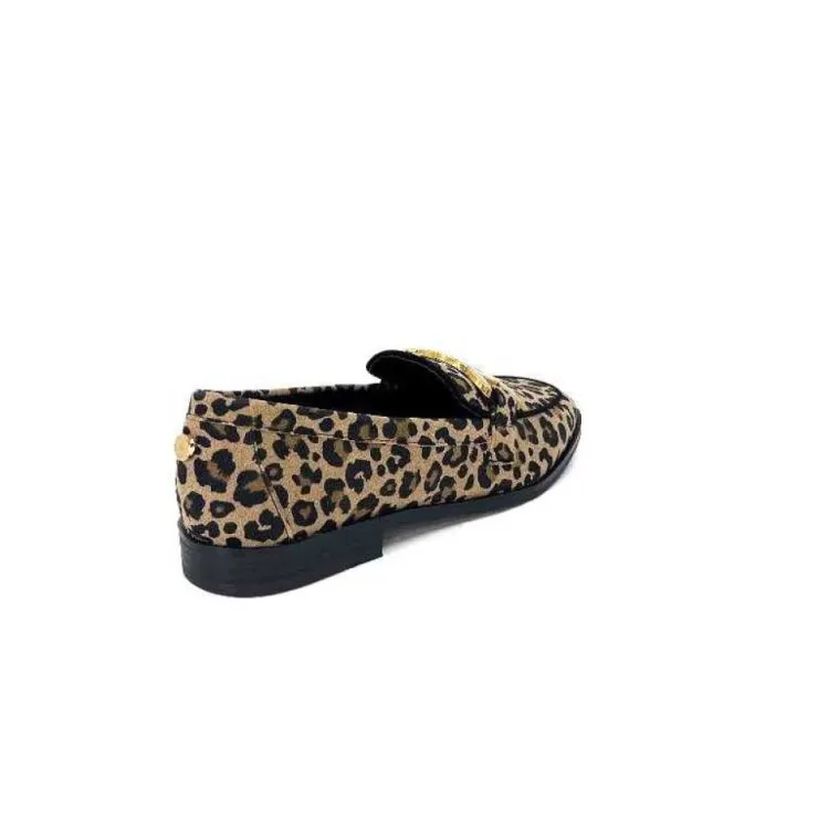 Ivoire0317a Ivoire 2200127-1225 Daim Taupe Imprime Leo*Femme Mocassins