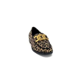 Ivoire0317a Ivoire 2200127-1225 Daim Taupe Imprime Leo*Femme Mocassins