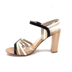 Ivoire0315a Ivoire 002 F85 Gro Cuir Nude Noir*Femme Sandales