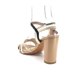 Ivoire0315a Ivoire 002 F85 Gro Cuir Nude Noir*Femme Sandales