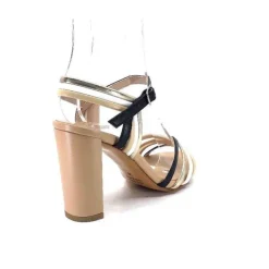 Ivoire0315a Ivoire 002 F85 Gro Cuir Nude Noir*Femme Sandales