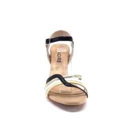 Ivoire0315a Ivoire 002 F85 Gro Cuir Nude Noir*Femme Sandales
