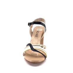 Ivoire0315a Ivoire 002 F85 Gro Cuir Nude Noir*Femme Sandales