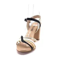 Ivoire0315a Ivoire 002 F85 Gro Cuir Nude Noir*Femme Sandales