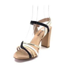 Ivoire0315a Ivoire 002 F85 Gro Cuir Nude Noir*Femme Sandales