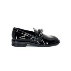 Ivoire0236a Ivoire 77502 Falconi Cuir Vernis Noir*Femme Mocassins