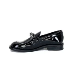 Ivoire0236a Ivoire 77502 Falconi Cuir Vernis Noir*Femme Mocassins