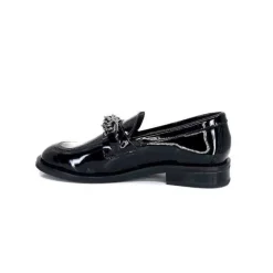 Ivoire0236a Ivoire 77502 Falconi Cuir Vernis Noir*Femme Mocassins