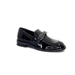 Ivoire0236a Ivoire 77502 Falconi Cuir Vernis Noir*Femme Mocassins