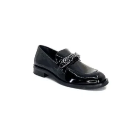 Ivoire0236a Ivoire 77502 Falconi Cuir Vernis Noir*Femme Mocassins