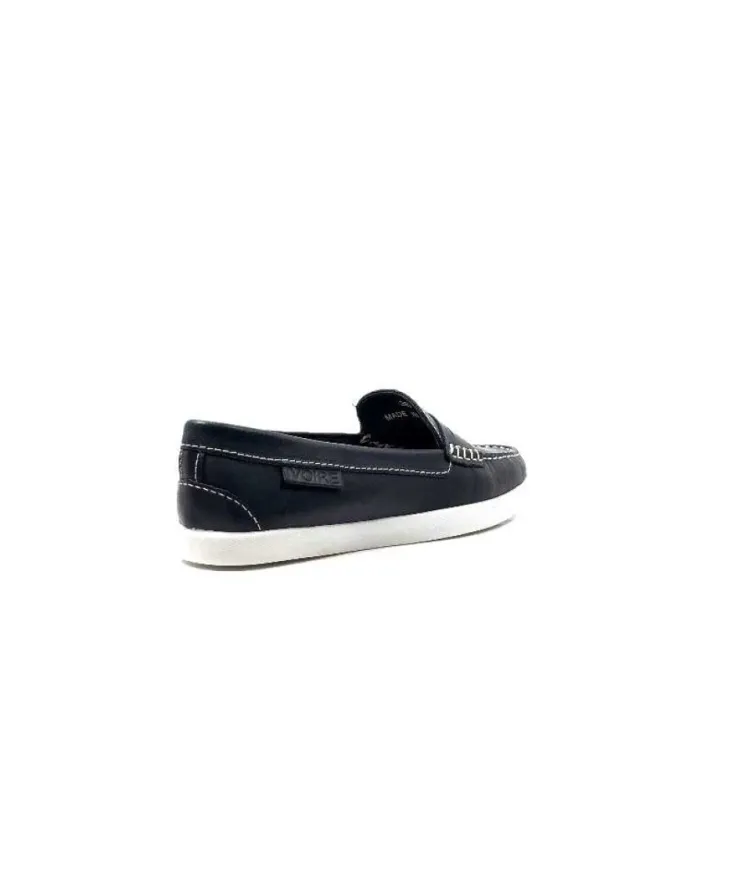 Ivoire0236a Ivoire 3456 Havana Cuir Bleu*Femme Mocassins