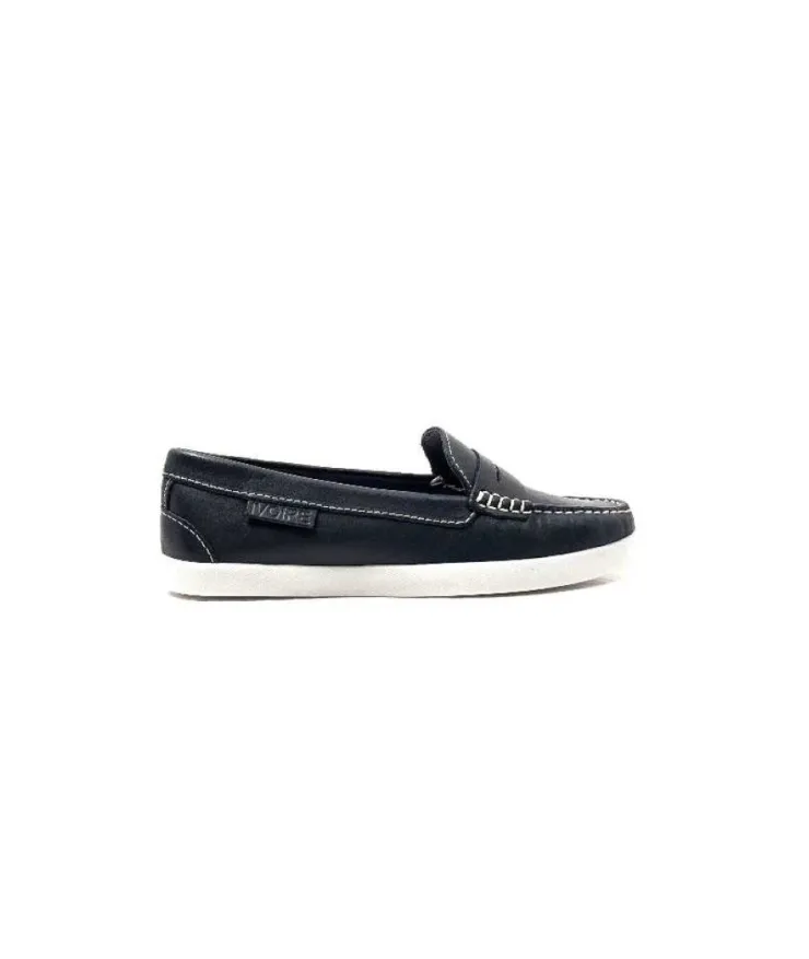 Ivoire0236a Ivoire 3456 Havana Cuir Bleu*Femme Mocassins