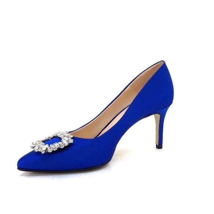 Ivoire0376 Ivoire 2514 Satin Bleu*Femme Escarpins