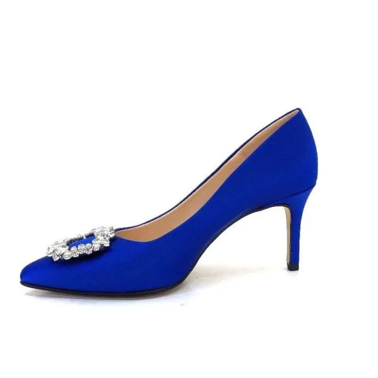 Ivoire0376 Ivoire 2514 Satin Bleu*Femme Escarpins
