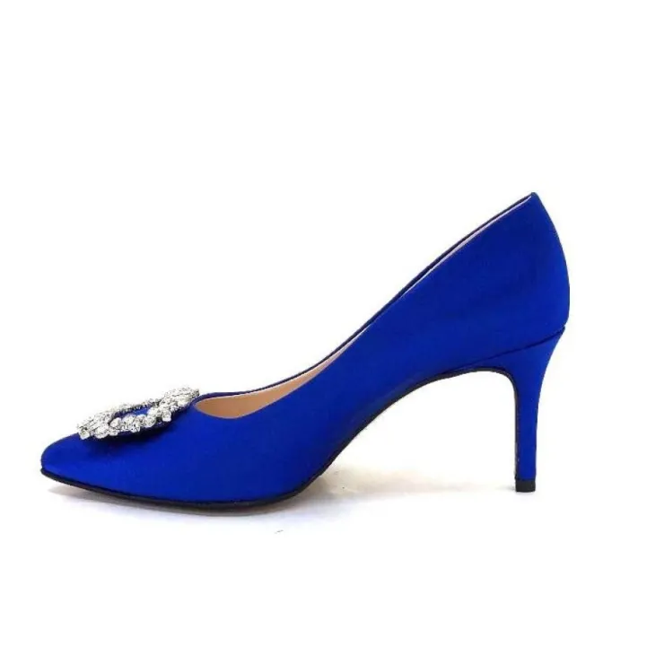 Ivoire0376 Ivoire 2514 Satin Bleu*Femme Escarpins