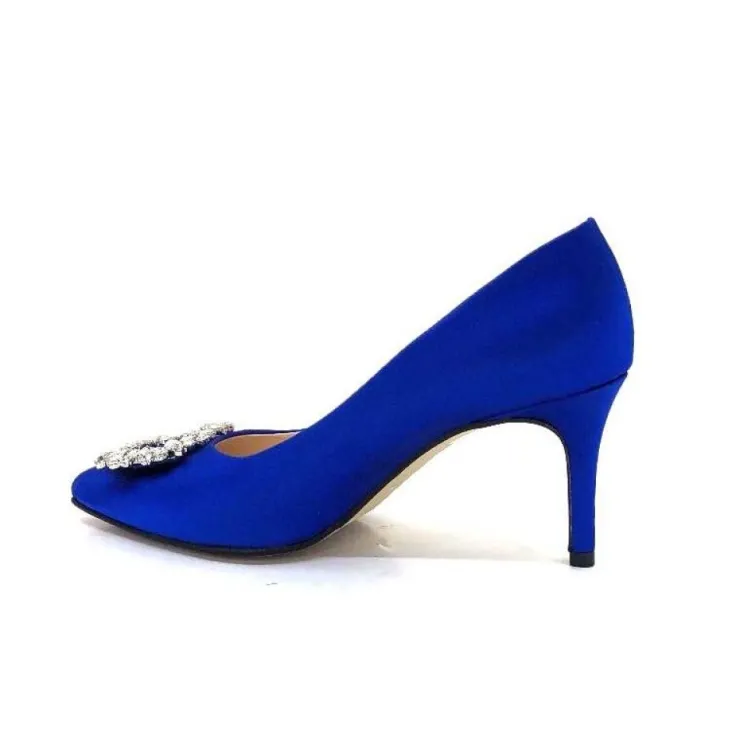 Ivoire0376 Ivoire 2514 Satin Bleu*Femme Escarpins