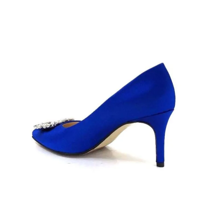 Ivoire0376 Ivoire 2514 Satin Bleu*Femme Escarpins