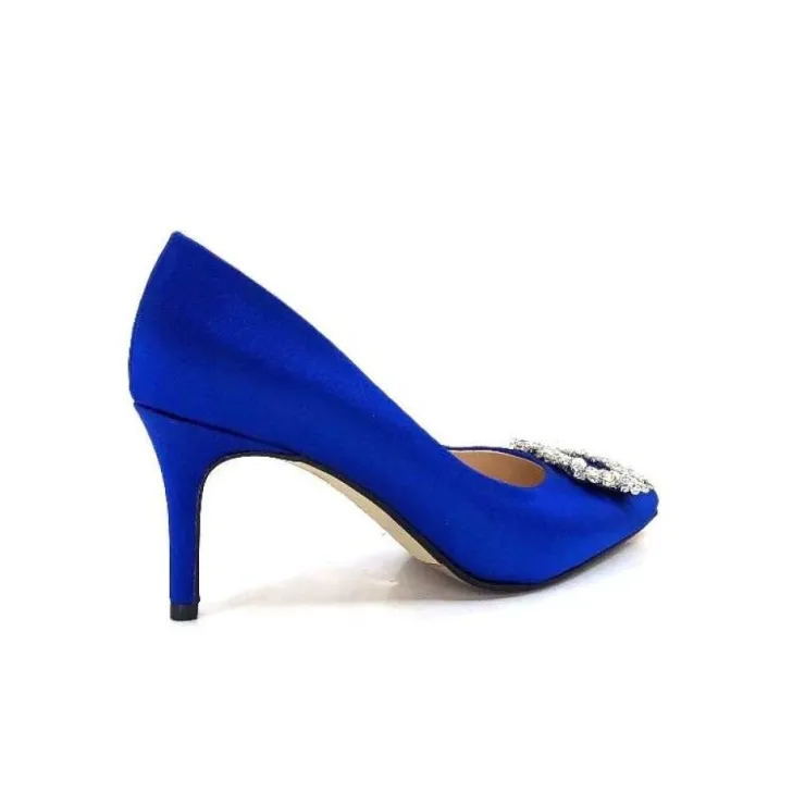 Ivoire0376 Ivoire 2514 Satin Bleu*Femme Escarpins