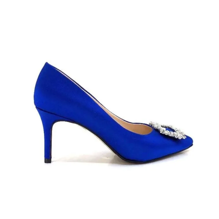 Ivoire0376 Ivoire 2514 Satin Bleu*Femme Escarpins