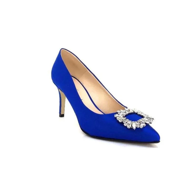 Ivoire0376 Ivoire 2514 Satin Bleu*Femme Escarpins