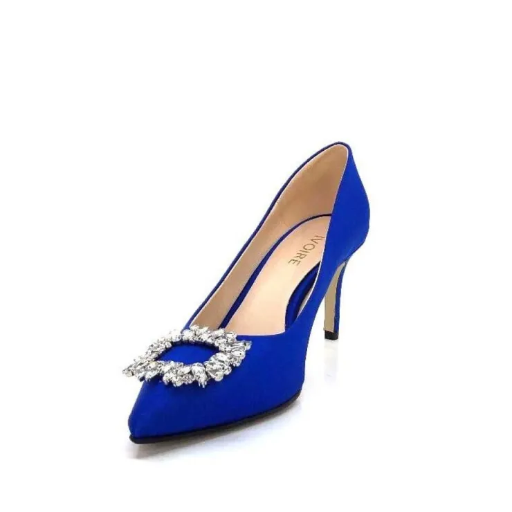 Ivoire0376 Ivoire 2514 Satin Bleu*Femme Escarpins