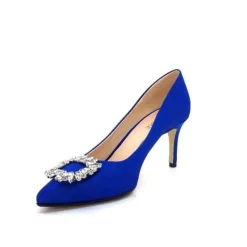 Ivoire0376 Ivoire 2514 Satin Bleu*Femme Escarpins