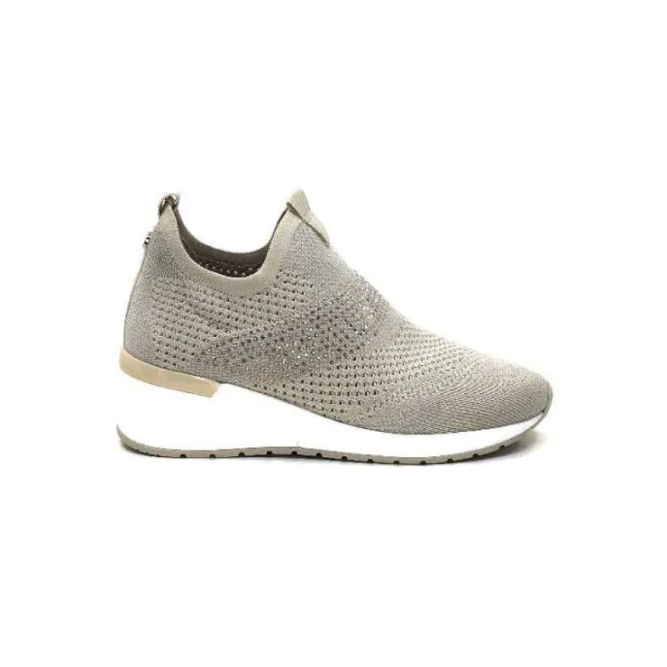 Ivoire0317a Ivoire 201.0893 Textile Beige & Strass*Femme Baskets