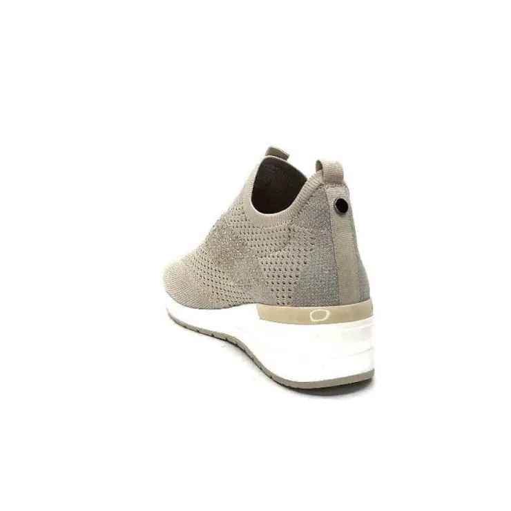 Ivoire0317a Ivoire 201.0893 Textile Beige & Strass*Femme Baskets