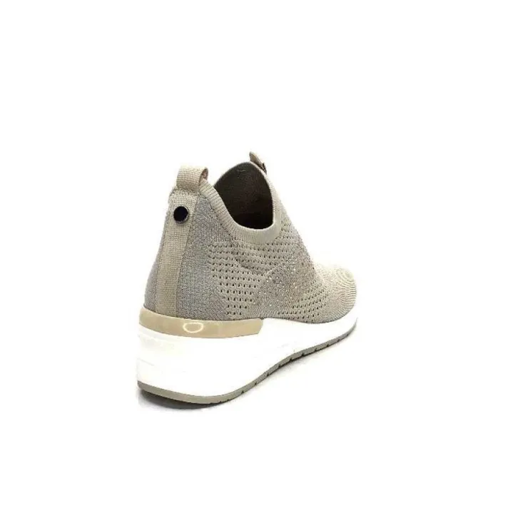 Ivoire0317a Ivoire 201.0893 Textile Beige & Strass*Femme Baskets