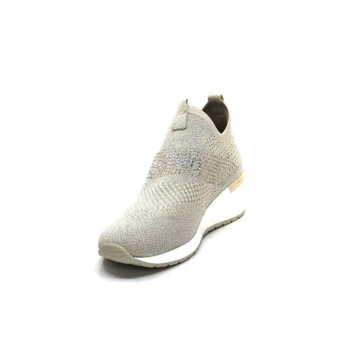 Ivoire0317a Ivoire 201.0893 Textile Beige & Strass*Femme Baskets