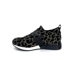 Ivoire0317a Ivoire 2203626 Textile Kaki Noir Leo*Femme Baskets