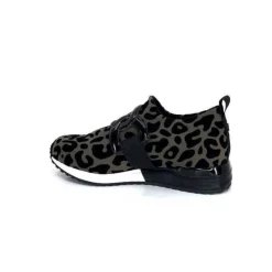 Ivoire0317a Ivoire 2203626 Textile Kaki Noir Leo*Femme Baskets