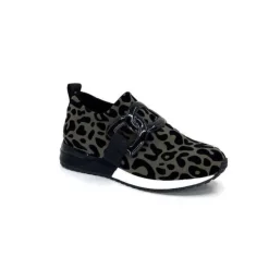 Ivoire0317a Ivoire 2203626 Textile Kaki Noir Leo*Femme Baskets