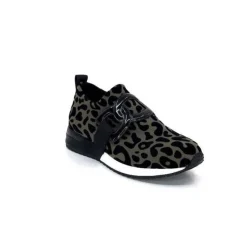 Ivoire0317a Ivoire 2203626 Textile Kaki Noir Leo*Femme Baskets