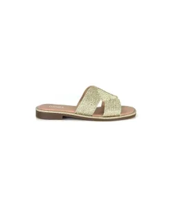 Ivoire0351a Ivoire 157902 Textile Or*Femme Mules