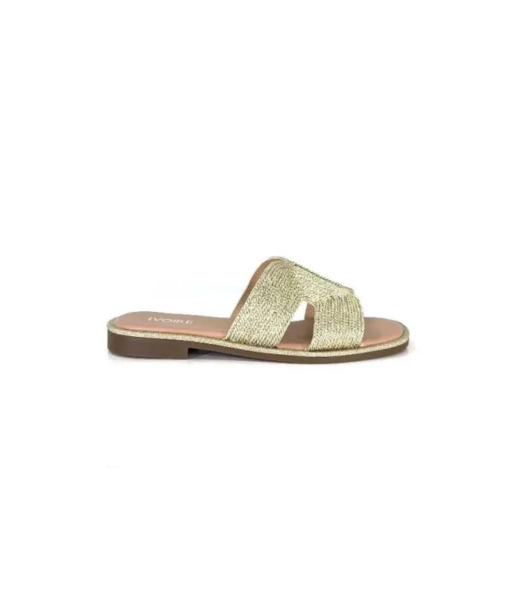 Ivoire0351a Ivoire 157902 Textile Or*Femme Mules