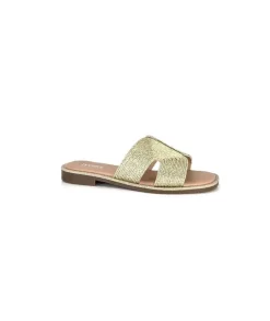 Ivoire0351a Ivoire 157902 Textile Or*Femme Mules
