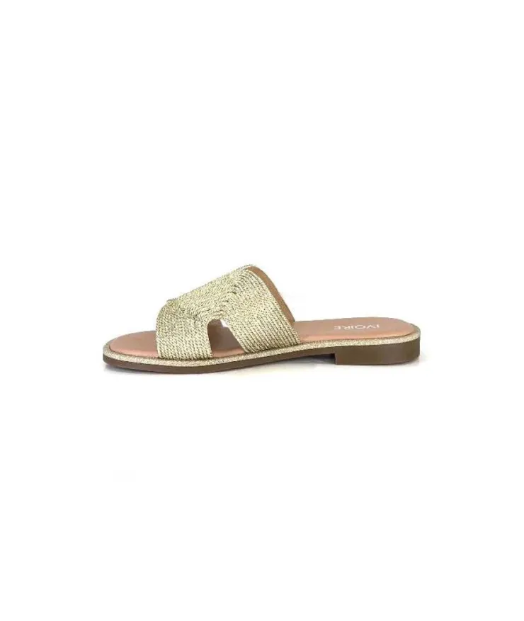 Ivoire0351a Ivoire 157902 Textile Or*Femme Mules