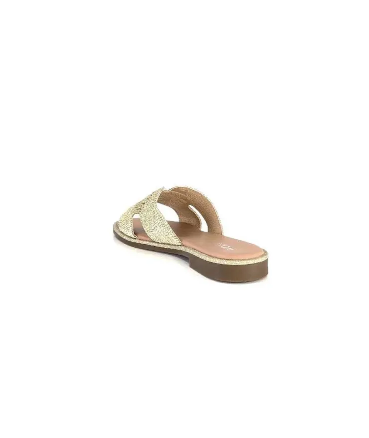 Ivoire0351a Ivoire 157902 Textile Or*Femme Mules
