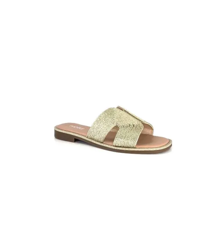 Ivoire0351a Ivoire 157902 Textile Or*Femme Mules