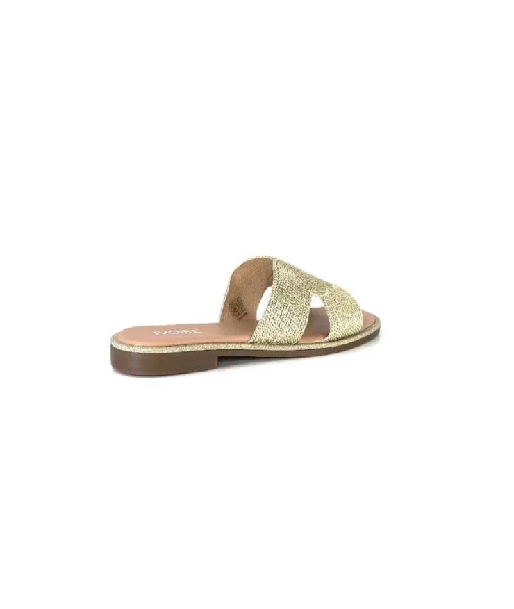 Ivoire0351a Ivoire 157902 Textile Or*Femme Mules